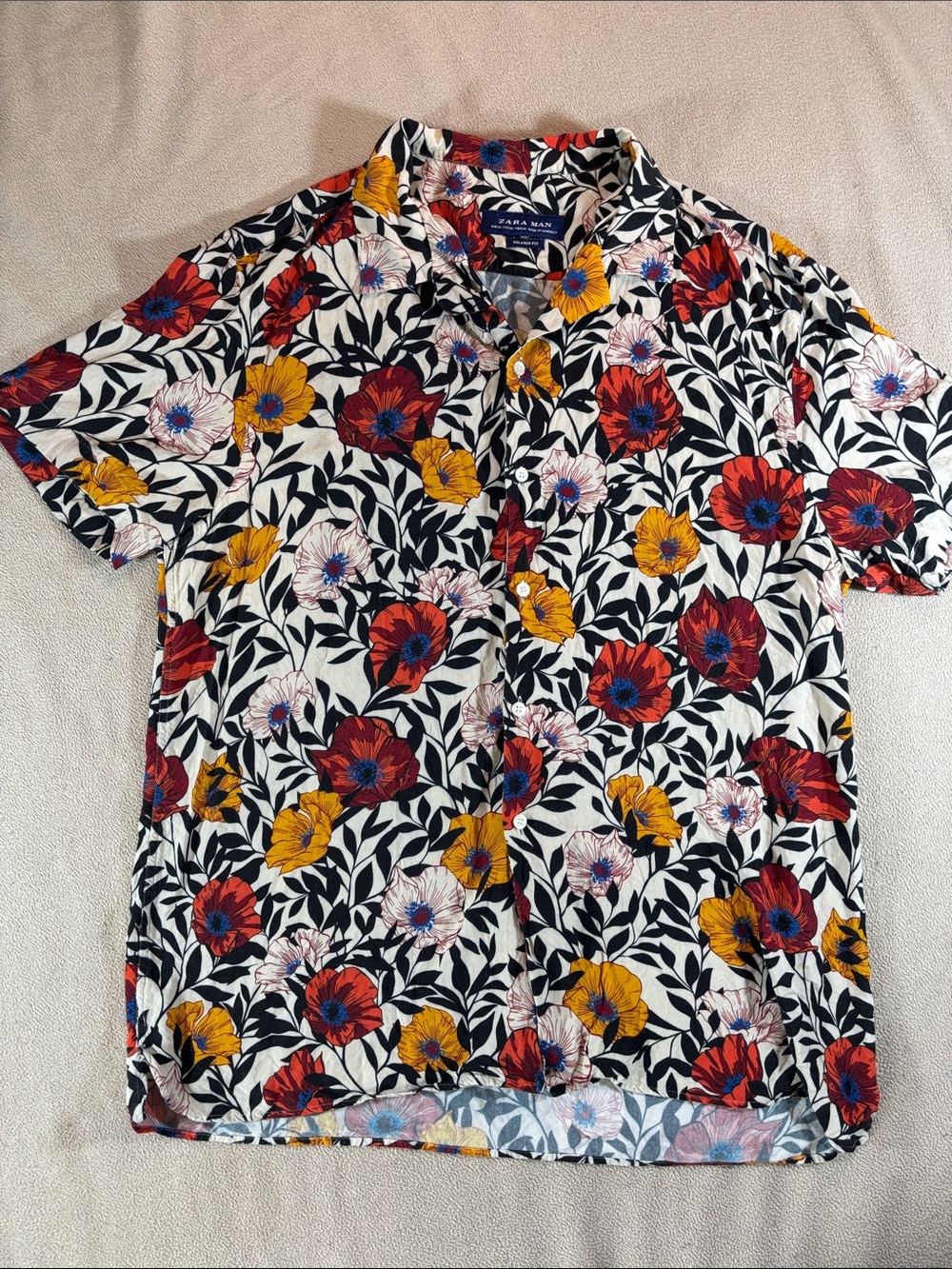 Zara Man Floral Short-Sleeve Button-Down